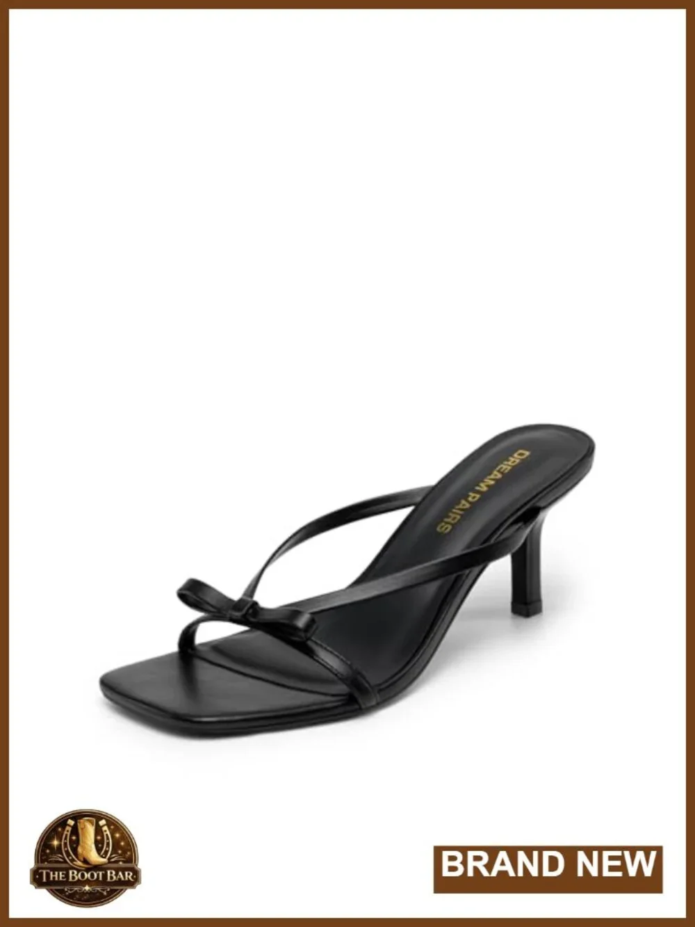 Faux Leather Bow Kitten Heel Thong Sandals Slip-On Women's Shoes